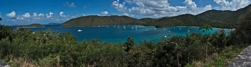 Panorama of Francis Bay (left) and Maho Bay (right) beaches in the National Park. Panorama of Francis Bay (left) and Maho Bay (right) beaches in the National Park.
